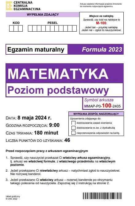 Matura 2024. Matematyka Podstawowa. Tutaj Arkusz CKE I Rozwiązania ...